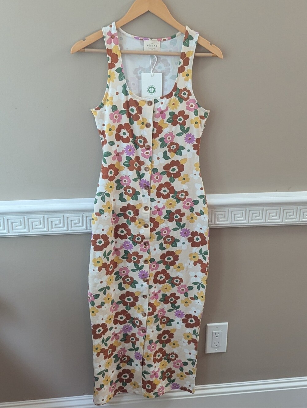 NWT Sezane Fabiola Midi Dress Sol Floral Print S